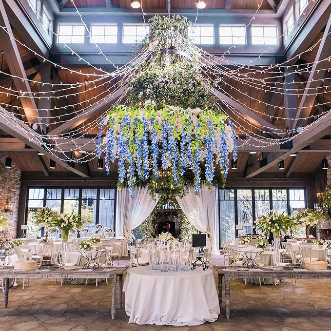 12 Pack Royal Blue Wisteria Hanging Flowers Garland, 3.77 Feet Artificial - Image 4