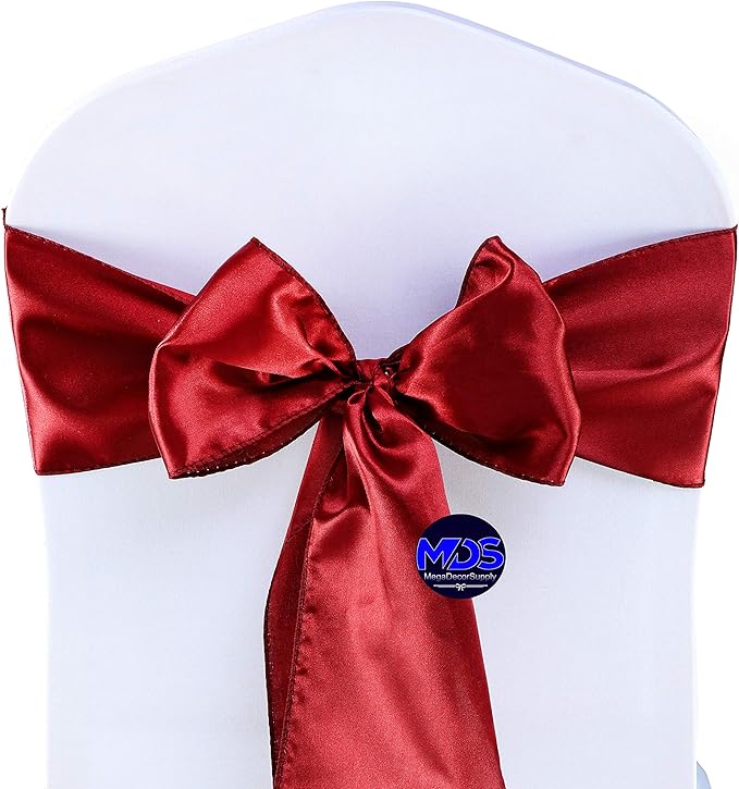 MDS Pack of 150 PCS Satin Chair Sashes Charmeuse Sateen Dining Chair Bows - Image 2