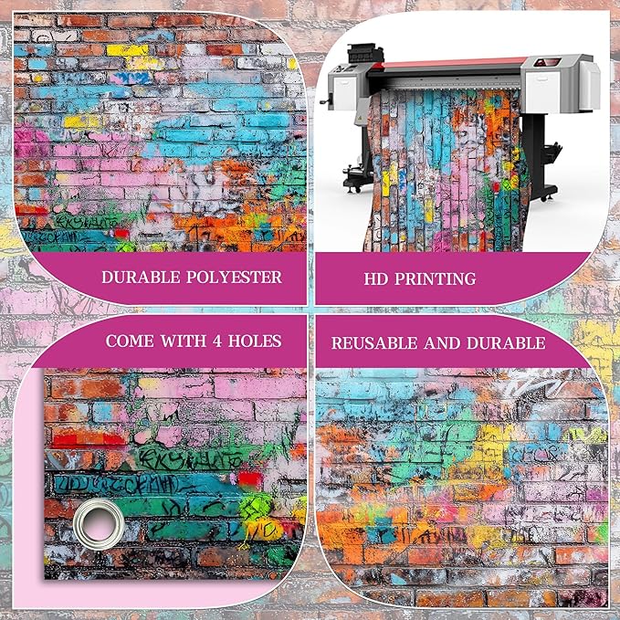 Colorful Graffiti Brick Wall Backdrop Banner - Image 5