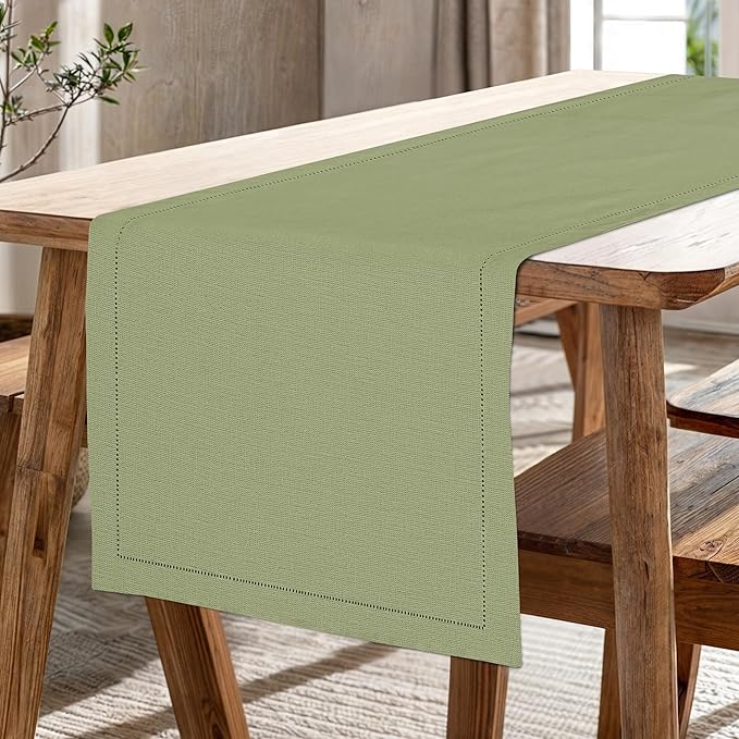 Ruvanti Linen Table Runner 108 Inches, Classic Hemstitch, Non-Slipping - Image 7