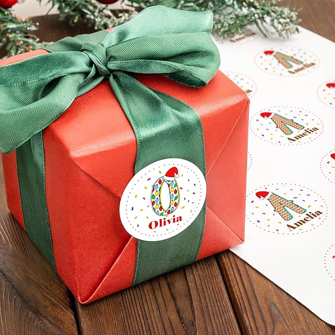 callie moment Personalized Christmas Stickers, Custom Name Waterproof Christmas by calliemoment