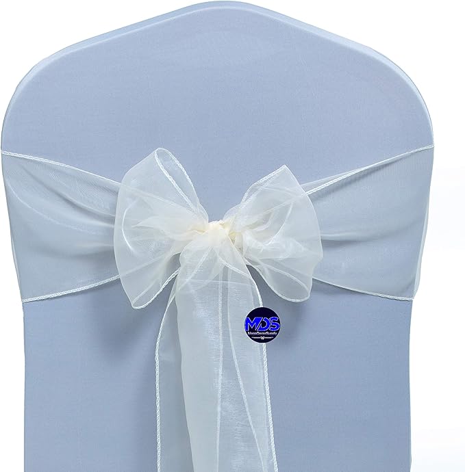 MDS Pack of 300 PCS Organza Chair Sashes Wider Dining Chair Bows Ribbon Tie Back - Image 3