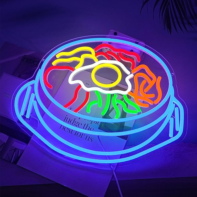 LISIGNVE Bibimbap Neon Sign USB Korean Food Led Light Up Sign Korean Bibimbap - Image 4
