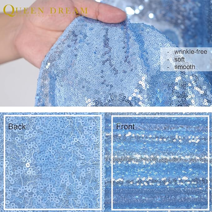 Baby Blue Curtains Backrop for Wedding Parties: 10ftx10ft Sequin Photo Backdrop - Image 6