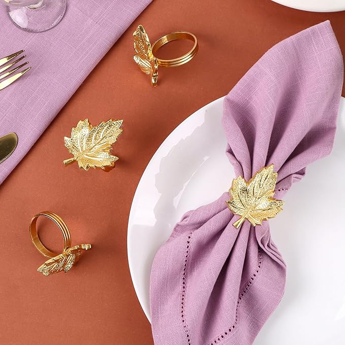 Set of 12 Maple Leaf Napkin Rings - Image 3