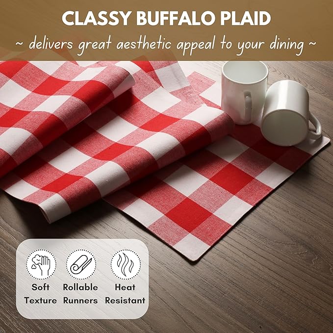 Native Fab Table Runner Buffalo Check Plaid 100% Cotton - Image 2