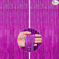 PartyWoo Foil Fringe Curtain Hot Pink, Fringe Backdrop, Tinsel Backdrop by PartyWoo