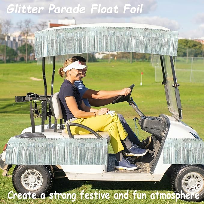 4 Pack Each 10 Feet Glitter Silver Parade Float Decorations - Image 5
