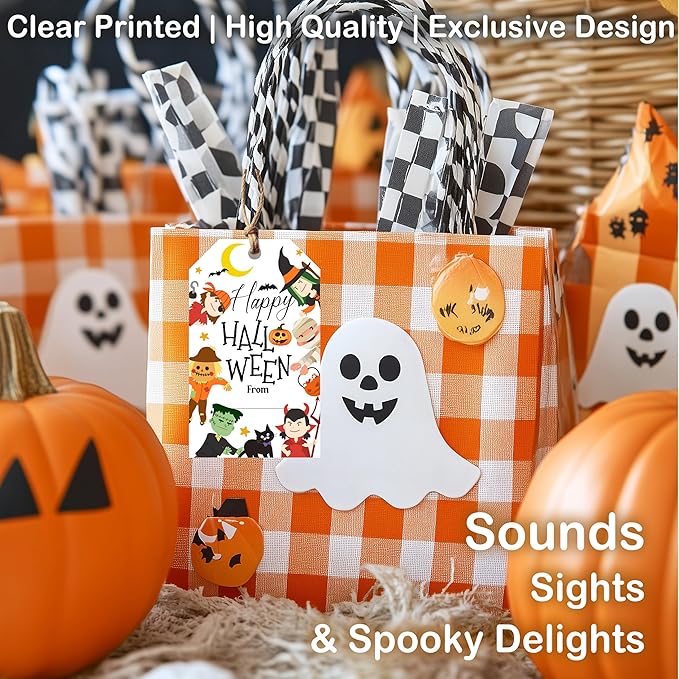 50 Pcs Halloween Tags with String, 2.1"×3.5" Pumpkin Paper Gifts Tags, Ghost - Image 5