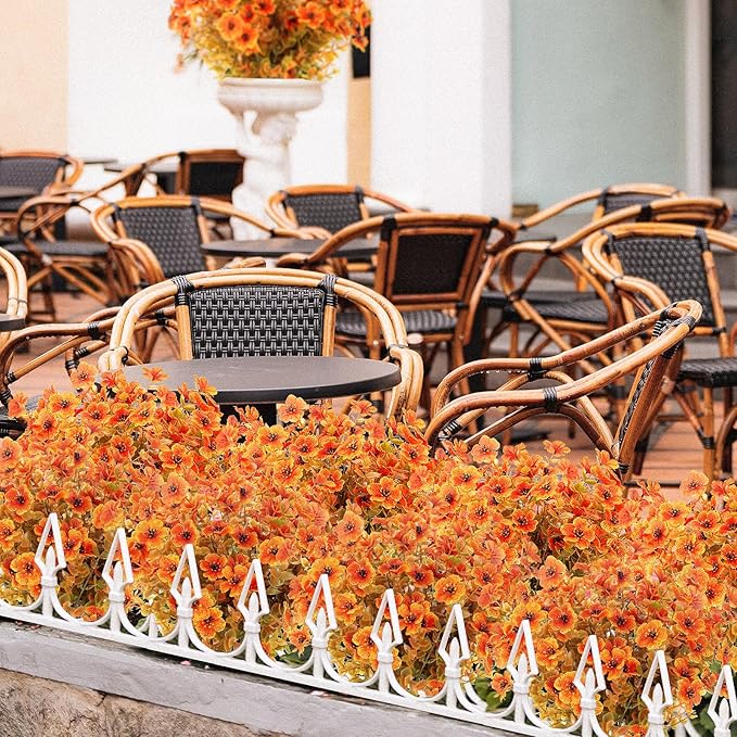 12 Bundles Artificial Fall Flowers Fake Plastic Plants Indoor Outside Hanging - Image 7