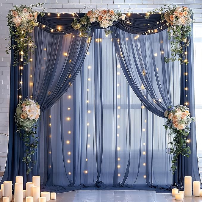10×10ft Navy Blue Tulle Backdrop Curtain - Image 5