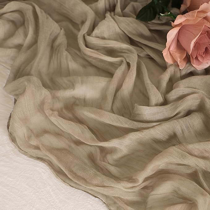 Snowkingdom 6PCS 10 FT Nude Brown Cheesecloth Table Runner, 120 inch Long - Image 4
