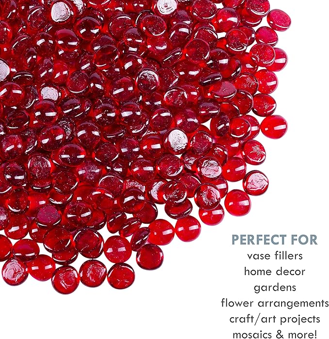 Galashield Flat Glass Marbles for Vases Red Glass Gems Beads Pebbles Vase Filler - Image 4