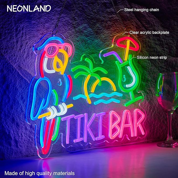 Tiki Bar Parrot Palm Tree Neon Sign - Image 2