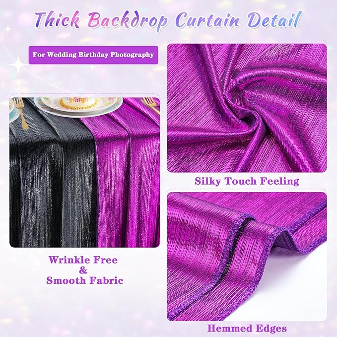 Back Drop Curtains for Parties 9.6x8FT Purple Background Drapes Shimmer Photo - Image 6