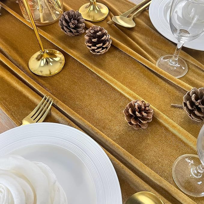 Velvet Table Runner, 5 Pack Luxurious Wedding Reception Decorations Soft Velvet - Image 7
