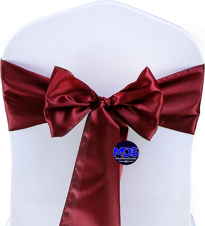 MDS Pack of 25 PCS Satin Chair Sashes Charmeuse Sateen Dining Chair Bows Ribbon - Image 3