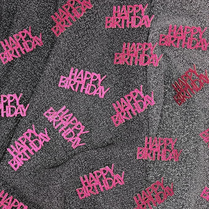 Hot Pink Happy Birthday Confetti Girl Birthday Party Decorations Glitter Table - Image 3