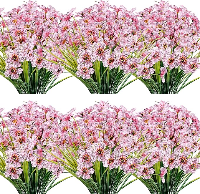 20 Bundles Artificial Flowers Outdoor UV Resistant Fake Flowers No Fade Faux by JEMONG
