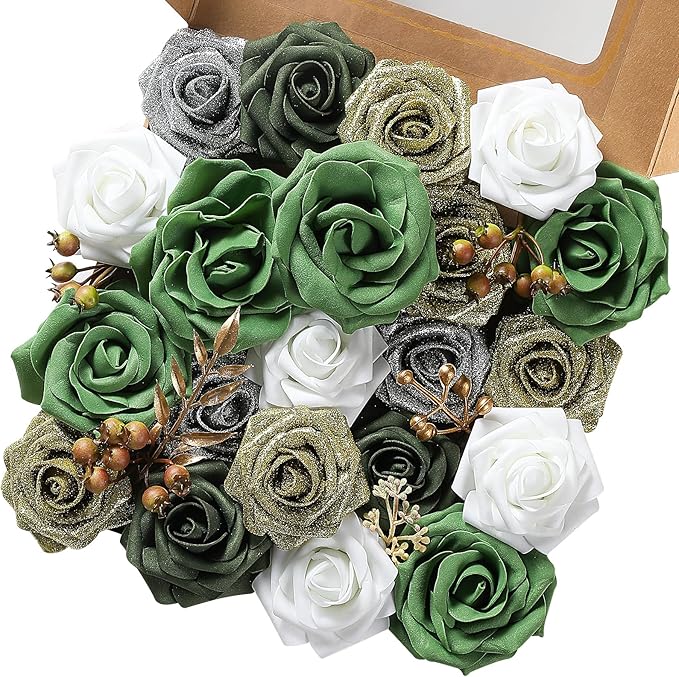 Christmas Artificial Flowers Poinsettia Flower Mix Silk Flowers Fake Roses by Garisey