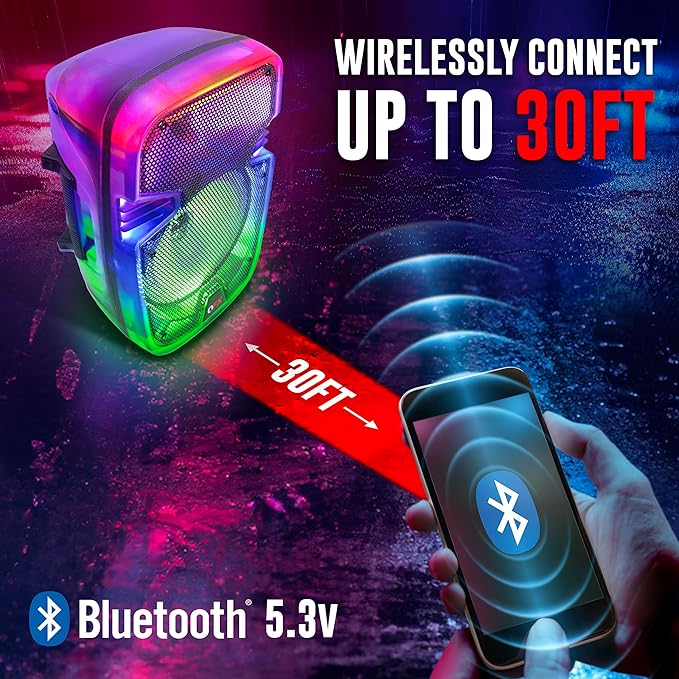 Crystal Clear Sound, Bright Party Lights, Portable & Easy to Use | 8" - Image 5