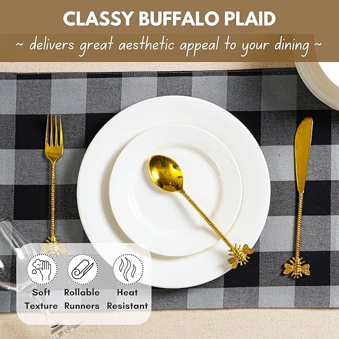 Native Fab Table Runner Buffalo Check Plaid 100% Cotton - Image 6