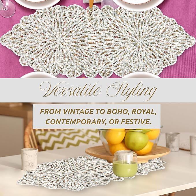 Handmade Beaded Table Runner, 13x36 Inches Lightweight Decorative Table Runner - Image 8