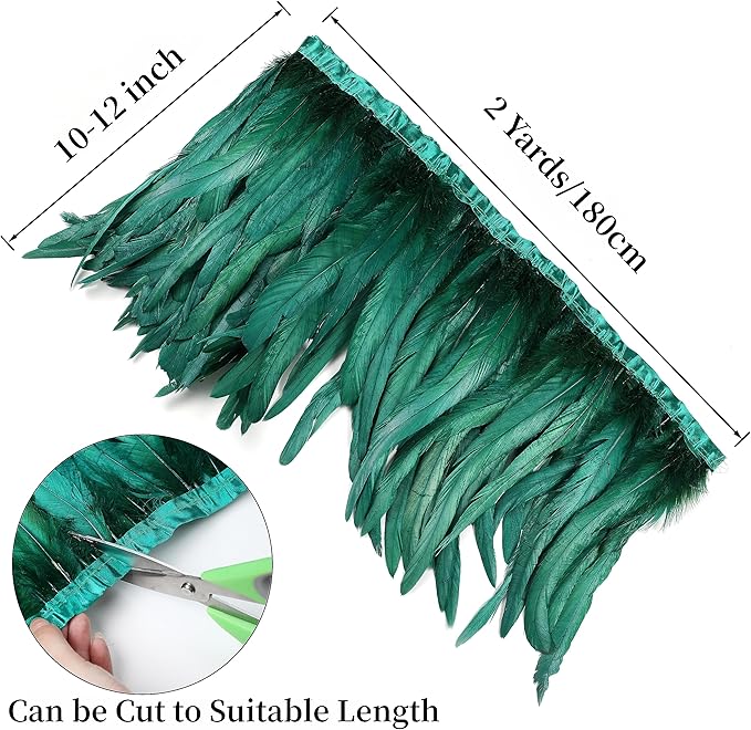 Holmgren Dark Green Rooster Feather Trim - Image 4