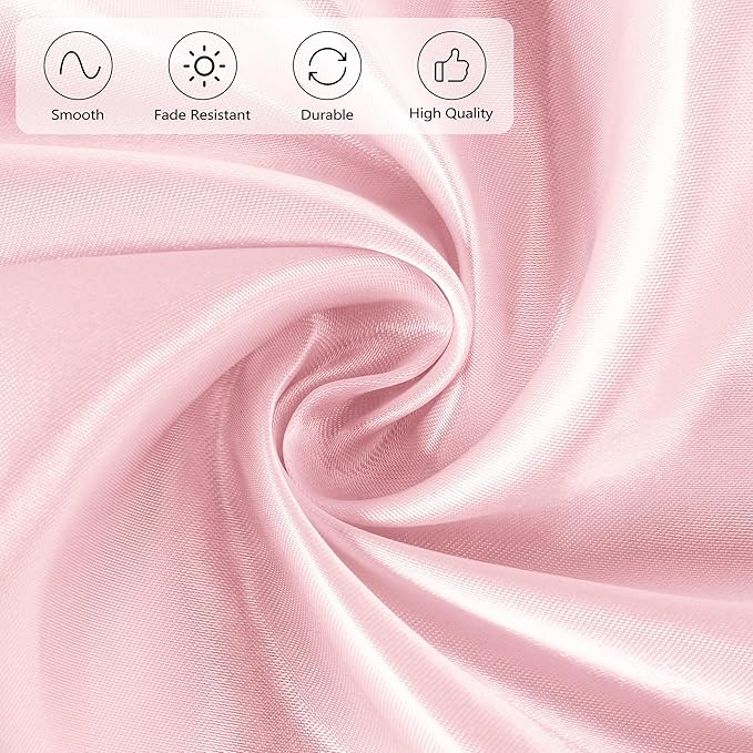 Ruisita 120 Inches Round Satin Tablecloths Light Pink Overlay Round Satin Table - Image 4