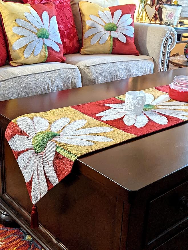 Tache Home Fashion DB9046TR-13X48 Colorful Red & Yellow Daisy Flower Loves Me - Image 2