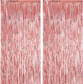 2 Pack Rose Gold Foil Fringe Backdrop Curtains, Tinsel Streamers Birthday Party by Voircoloria