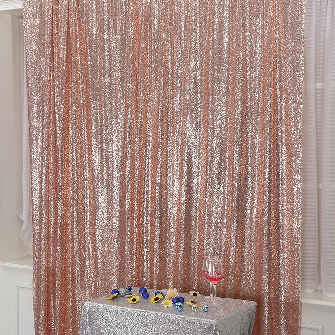 Poise3EHome 5FT x 7FT Rose Gold Sequin Photography Backdrop Curtain - Image 8