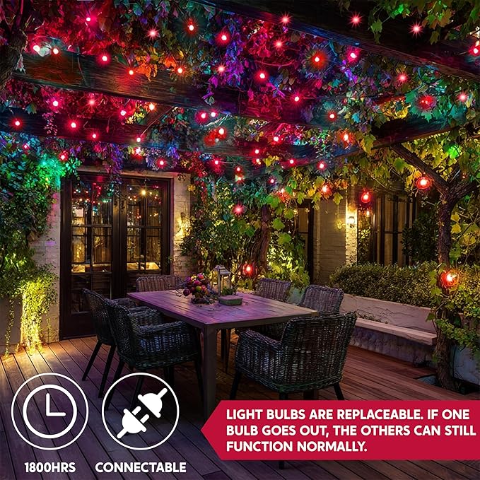 Joiedomi Red Christmas Lights Outdoor, 42.8FT Christmas Tree Lights Outside - Image 7