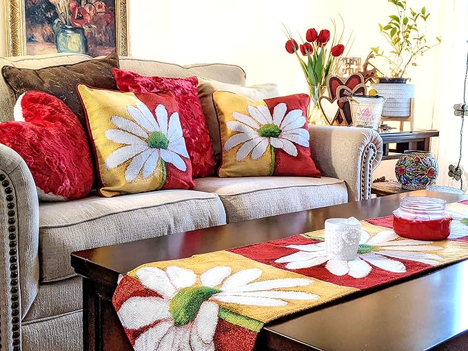 Tache Home Fashion DB9046TR-13X48 Colorful Red & Yellow Daisy Flower Loves Me - Image 3