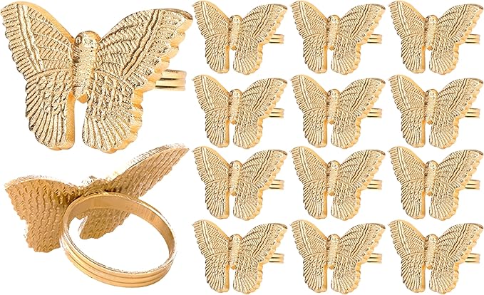 12 Pcs Gold Napkin Rings Set by CLEENTABLE