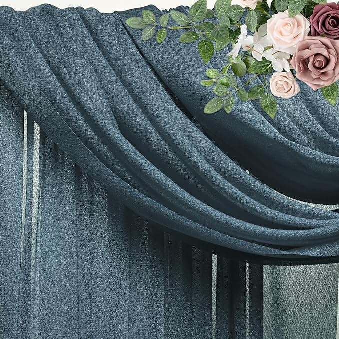Wedding Arch Draping Fabric 6 Panels 28.7" x 20FT Grey Blue Sheer Chiffon - Image 4