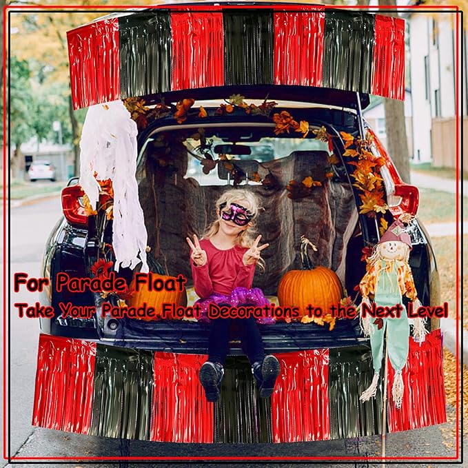 4 Pack 10 Feet Black Red Parade Floats Foil Fringe Garland Metallic Tinsel - Image 5