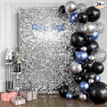 Qcity Silver Shimmer Wall Backdrop 24PCS, Square Sequin Glitter Backdrop Panel by QCITY