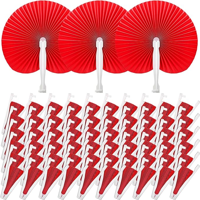 Handepo 200 Pieces Wedding Fans Folding Paper Fans Paper Fans Round Shaped by Handepo