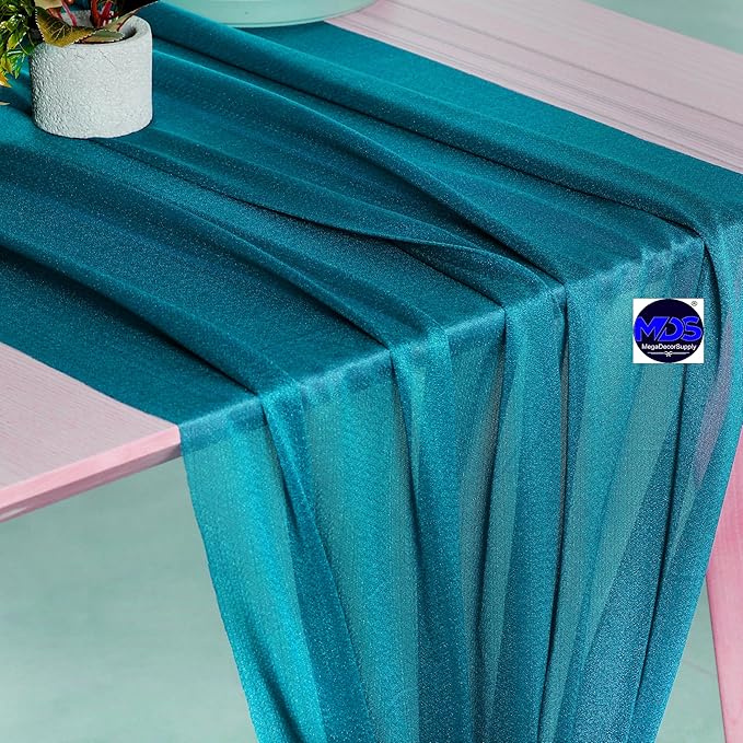 MDS 2 Pack 10ft Chiffon Table Runner 29 x 120 Inches Sheer Wedding Runner - Image 2