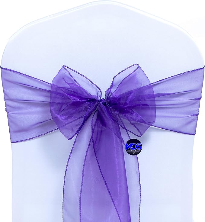 MDS Pack of 75 PCS Organza Chair Sashes Wider Dining Chair Bows Ribbon Tie Back - Image 3