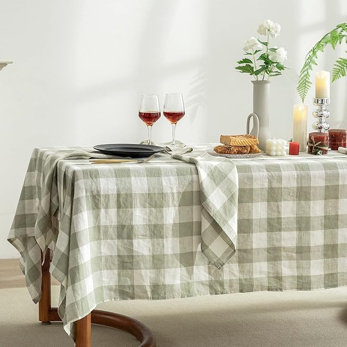 EVERLY 100% Yarn-Dyed Linen Rectangle Tablecloths 60x108Inches - Image 9