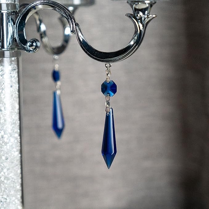 HDCRYSTALGIFTS 25pcs Blue Chandelier Crystals Replacement Chandelier Icicle - Image 5