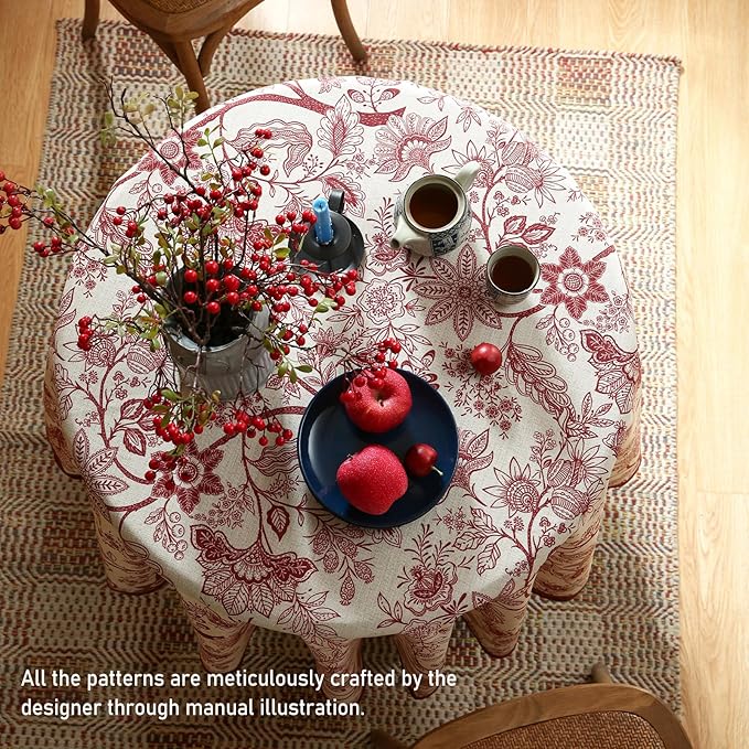 ISAENNE Designer French Linen Small Round Tablecloth, Durable Home Decor - Image 6
