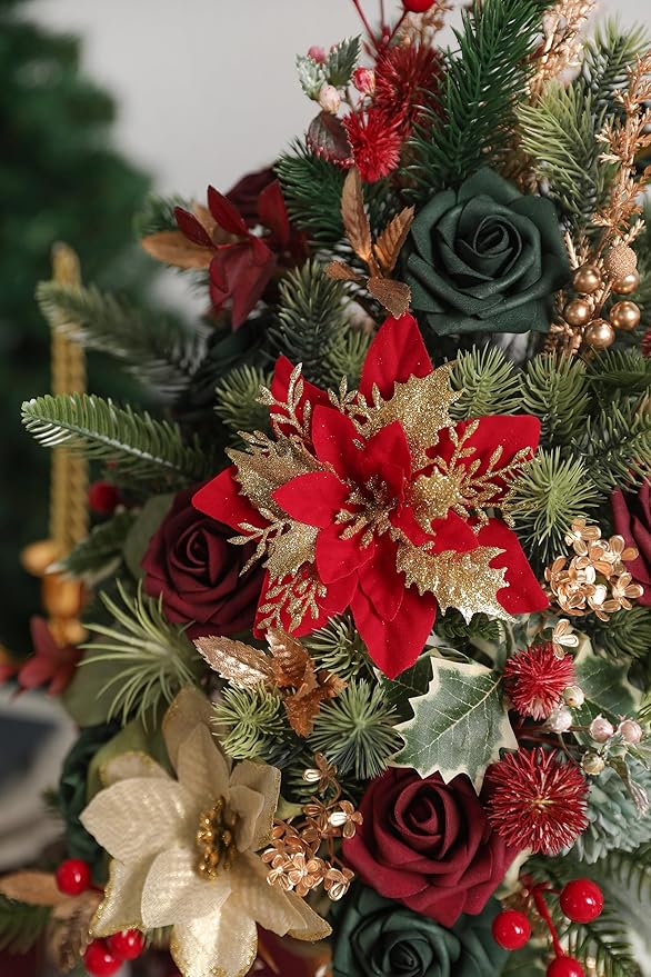 Serra Flora Artificial Christmas Flowers Greenery Combo Box Set Faux Flowers - Image 3