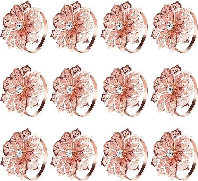 KPOSIYA Hollow Out Flower Napkin Ring Holder Metal Napkin Rings Set of 20 by KPOSIYA