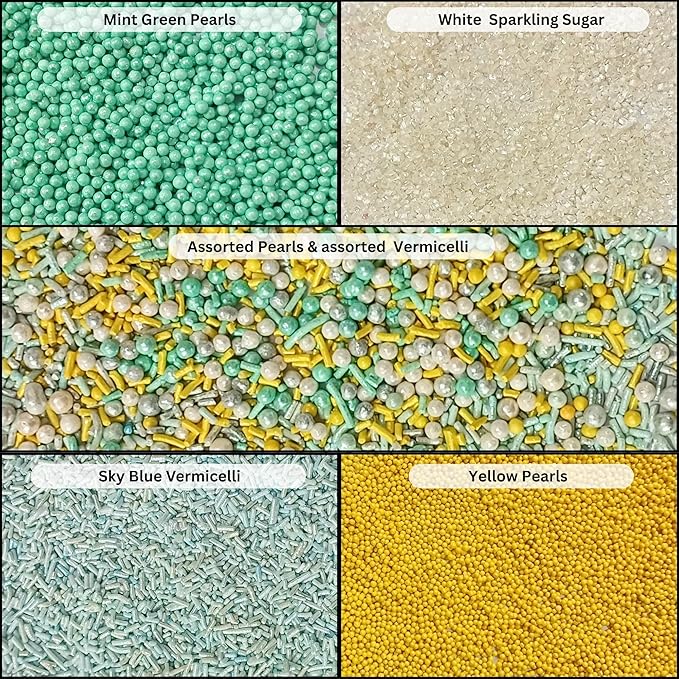 Confect Cake Sprinkles Mix Pack of 5 – Sky Blue, Sparkling Sugar – Baking - Image 2