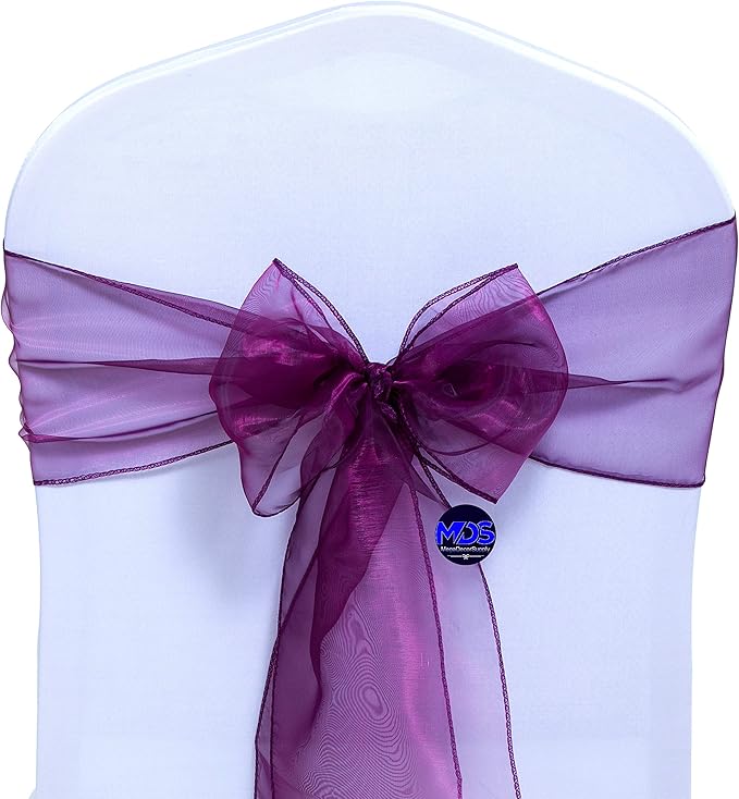MDS Pack of 75 PCS Organza Chair Sashes Wider Dining Chair Bows Ribbon Tie Back - Image 3