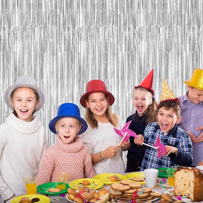 2 Pack Tinsel Backdrop, 3.28 FT x 7.05 FT Birthday Party Decorations, Metallic - Image 6