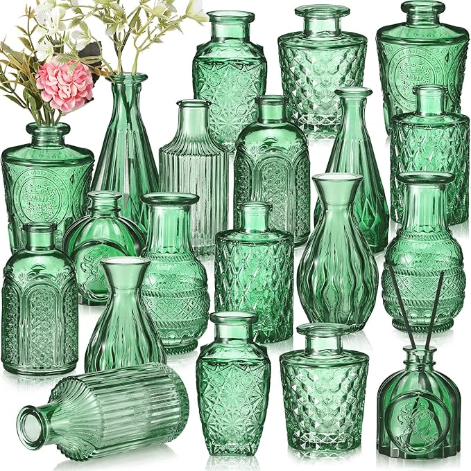 20 Pcs Glass Bud Vase Set Small Vintage Flower Vase in Bulk by Inbagi